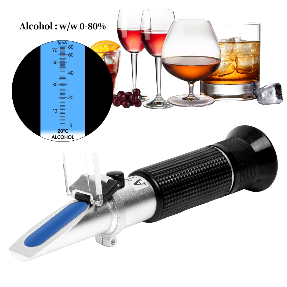 Refractometer Salinity - เครื่องวัดแอลกอฮอล์แบบมือถือเครื่องวัดแอลกอฮอล์0-80% เครื่องทดสอบปริมาณแอลกอฮอล์สำหรับสุราในครัวเรือนเครื่องตรวจจับความเข้มข้นของแอลกอฮอล์
