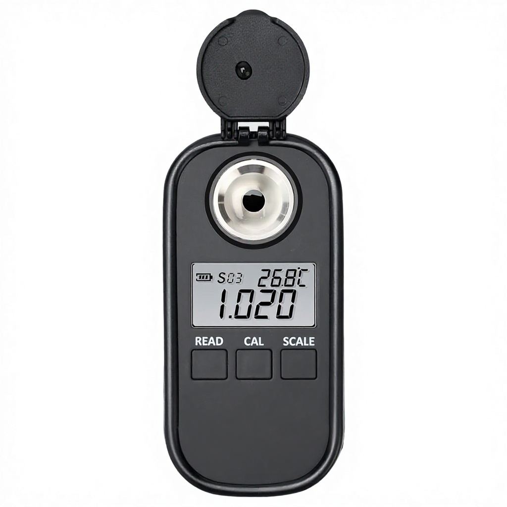 Refractometer Salinity - เครื่องวัดค่าการหักเหของแสงแบบดิจิตอล เครื่องวัดความเค็มแบบดิจิตอล ช่วงการวัด 0-28% ความถ่วงจำเพาะ 1.000-1.217