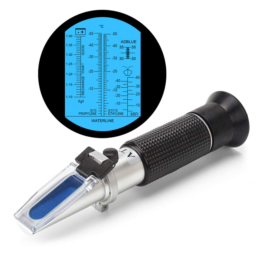 Refractometer Salinity - เครื่องวัดการหักเหของเหลวน้ําหล่อเย็นแบบป้องกันการแข็งตัวสําหรับรถยนต์ ระบบป้องกันการแข็งตัวของเหลวไอเสียดีเซล แบตเตอรี่ กรดและของเหลวเครื่องซักผ้ากระจกหน้ารถ