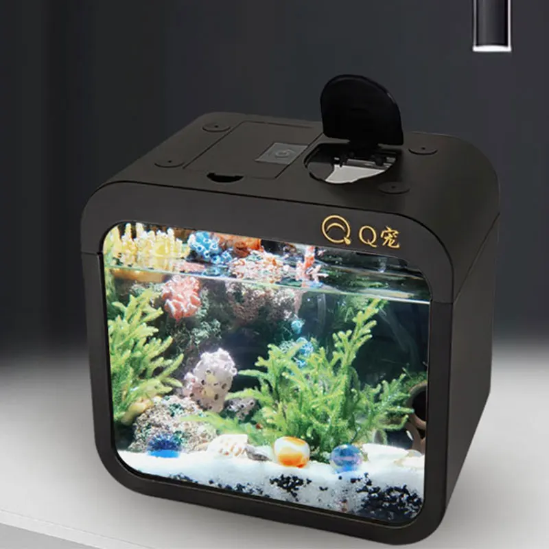 Marine Aquarium With Sump - เดสก์ท็อปอะคริลิคใสถังปลาพลาสติกขนาดเล็กถังปลาทอง Creative Aquarium พร้อมไฟ LED ตกแต่ง