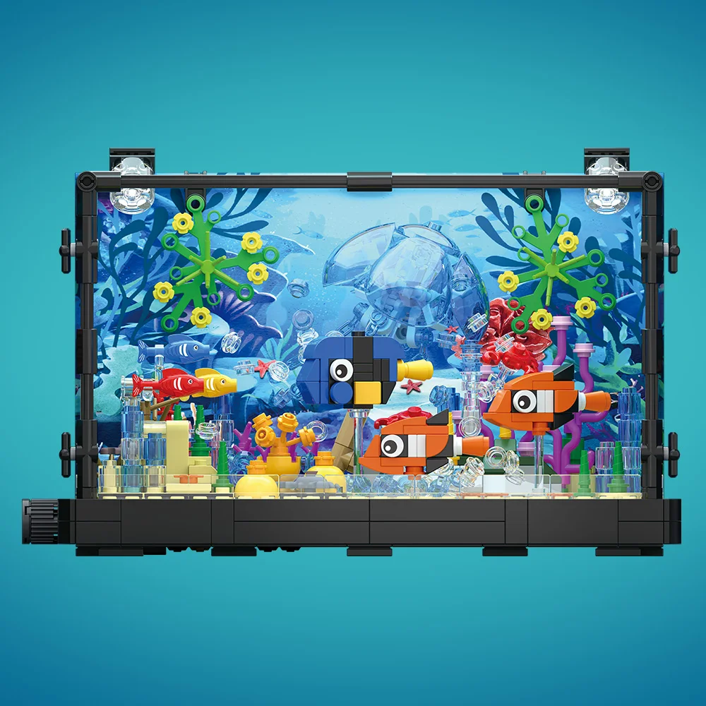 ชุดบล็อกตัวต่อตู้ปลาพร้อมไฟ，ตู - Marine Aquarium Cube บทวิจารณ์และราคา