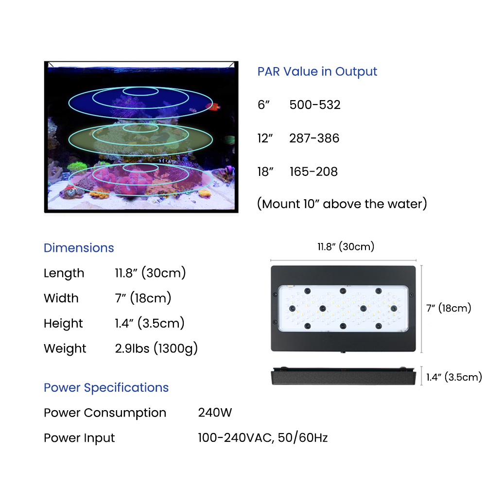 ไฟ LED สำหรับตู้ปลาทะเล A8SE I - Aquarium Marine Blue บทวิจารณ์และราคา